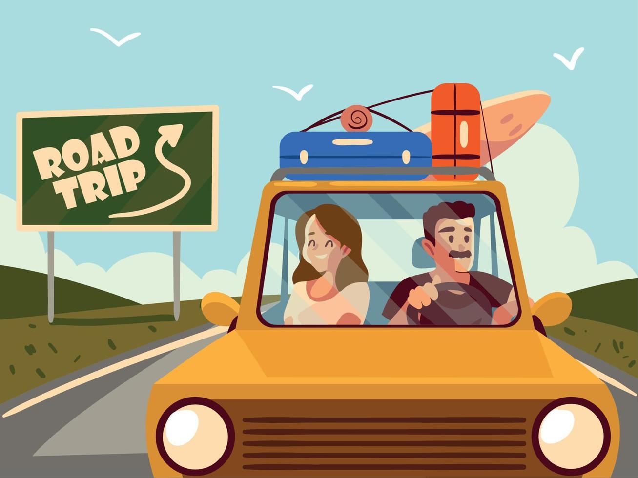 road trip placard vector