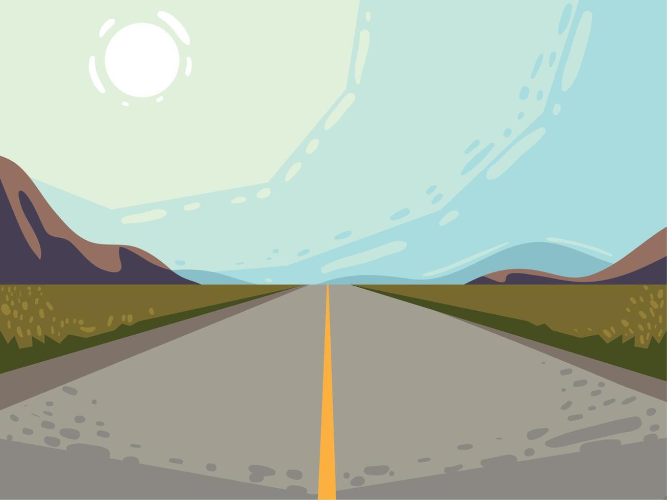 paisaje montaña y carretera vector