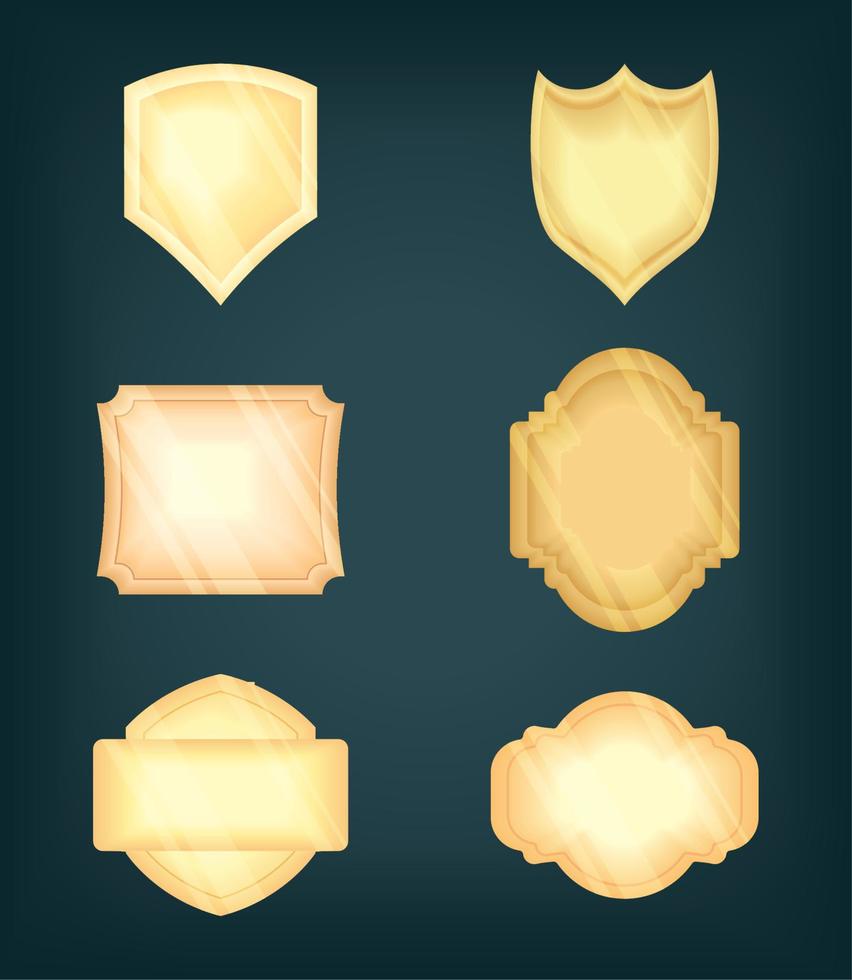 set of gold badges vector