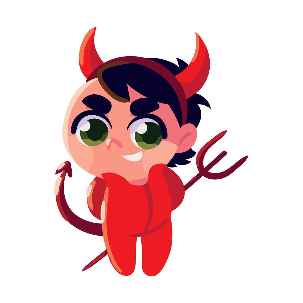 boy wearing devil costume vector