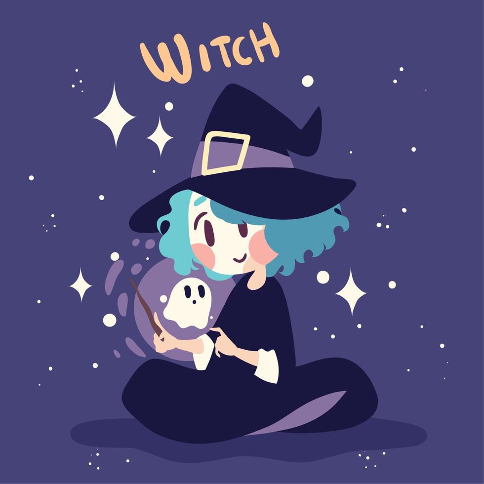 halloween cute witch vector