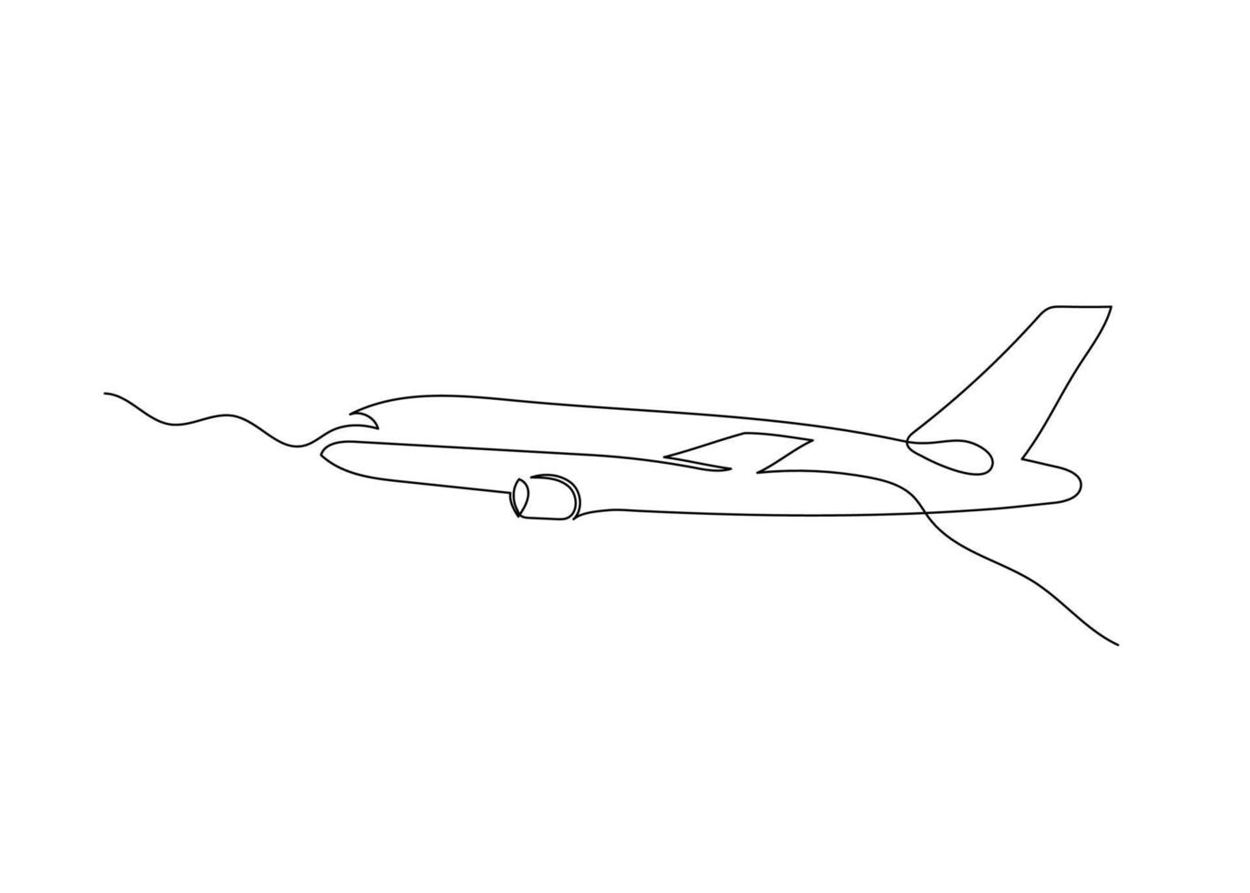 Continuous line drawing of an airplane. Minimalism art. vector