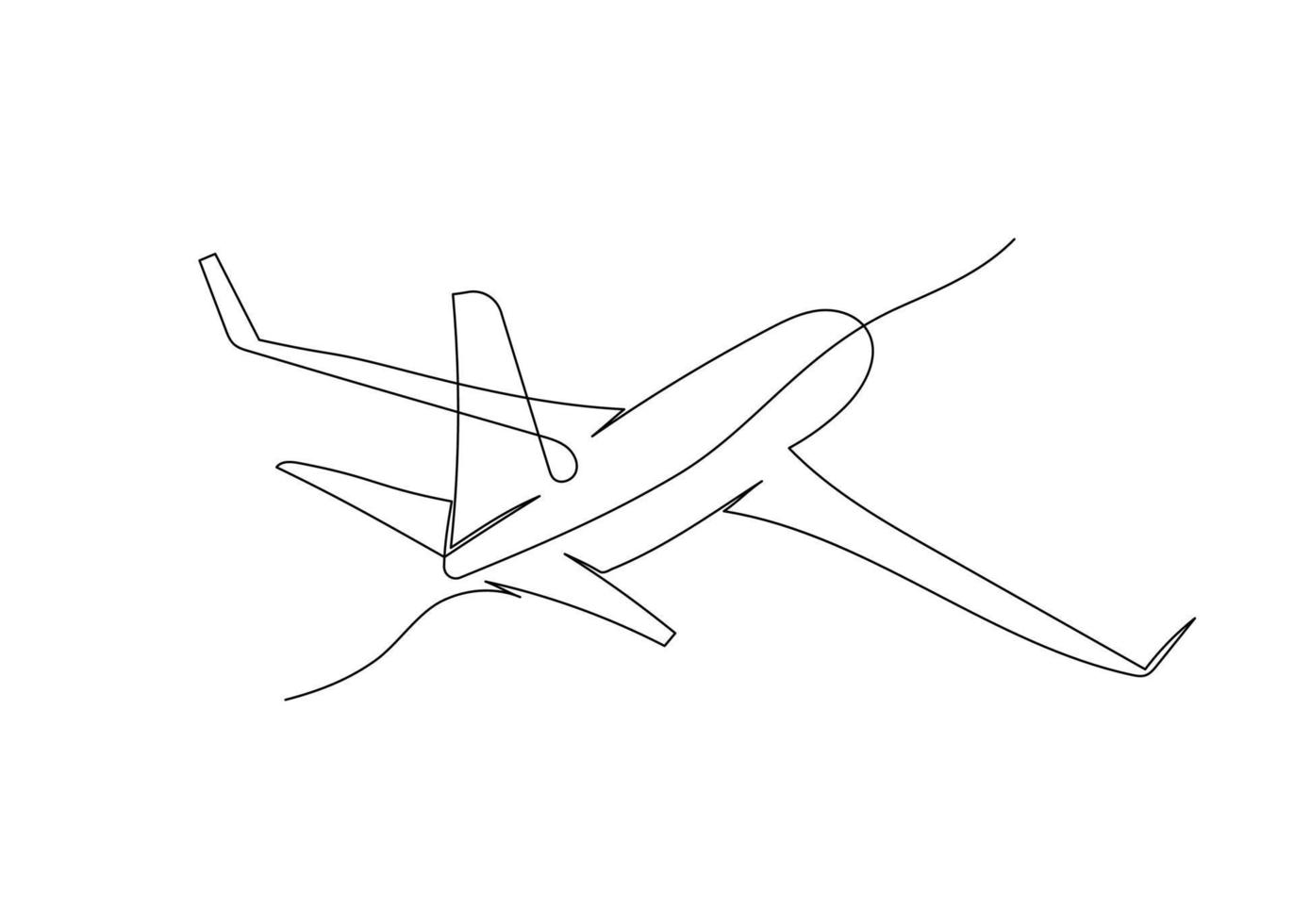 Continuous line drawing of an airplane. Minimalism art. vector