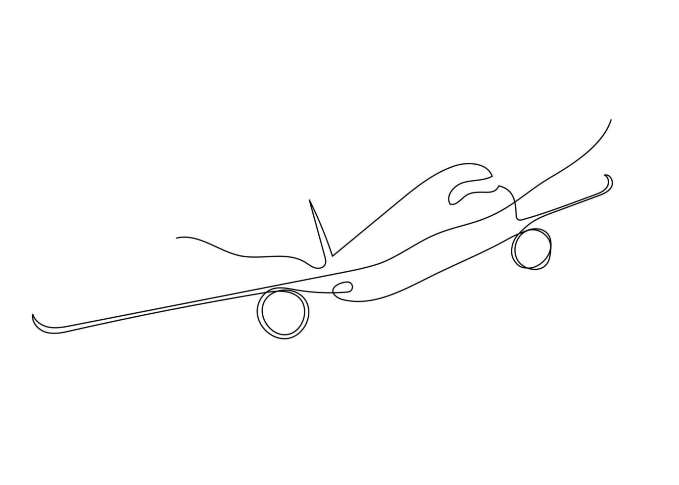 Continuous line drawing of an airplane. Minimalism art. vector