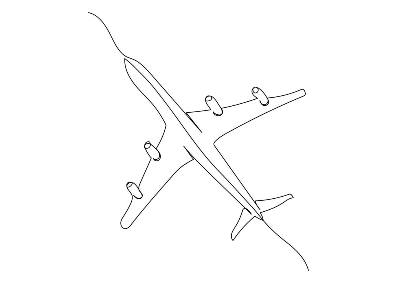 Continuous line drawing of an airplane. Minimalism art. vector