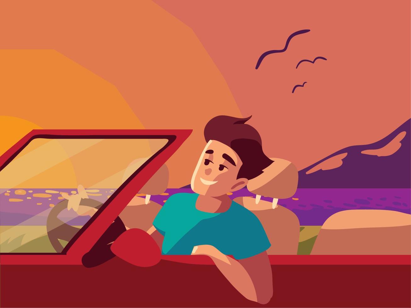 man road trip vector