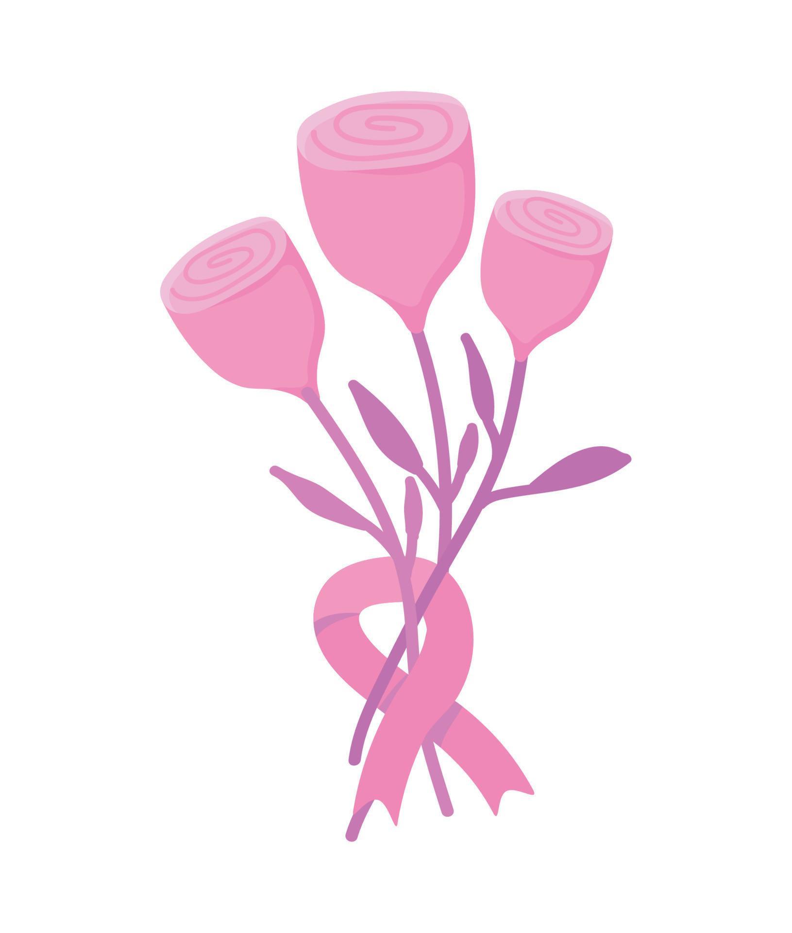 breast cancer flowers and ribbon 11479986 Vector Art at Vecteezy