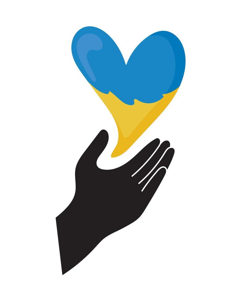 Ukraine no war, hand with heart vector