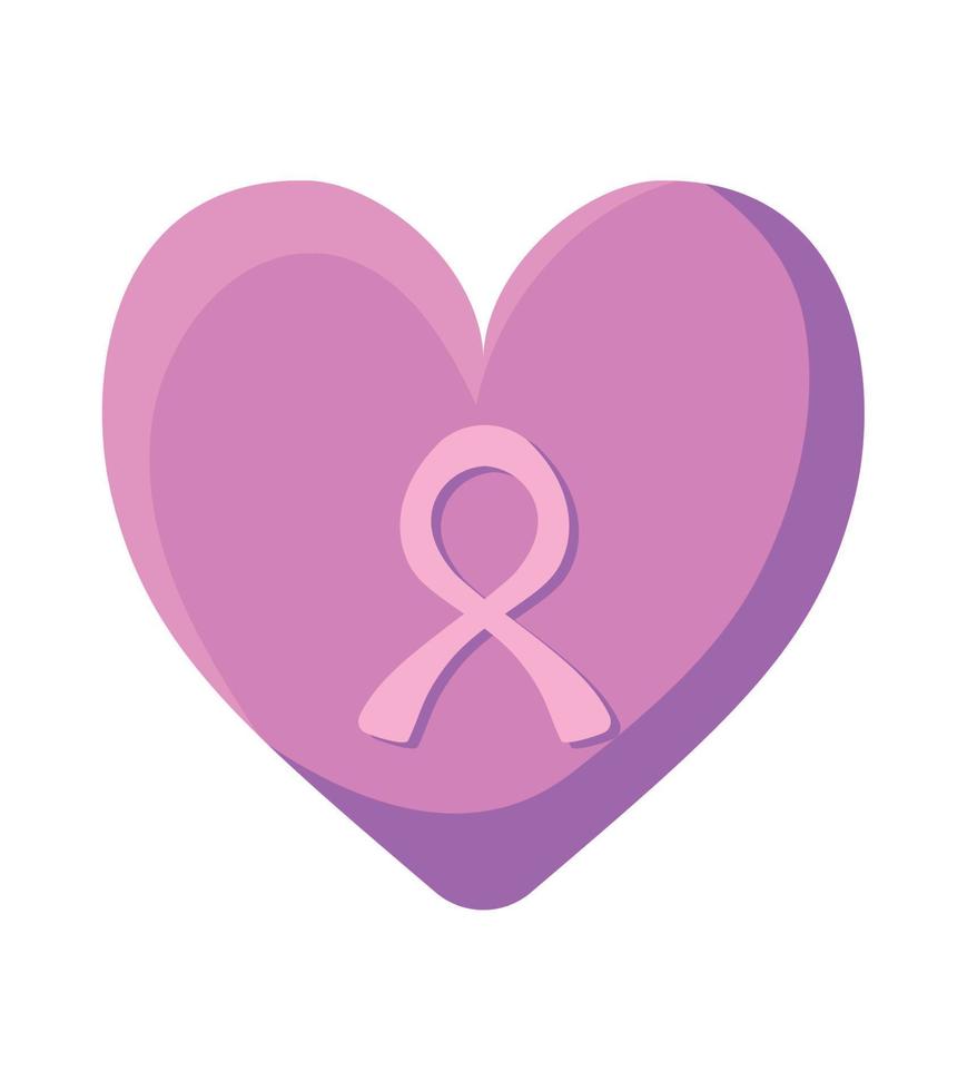 breast cancer ribbon in heart vector