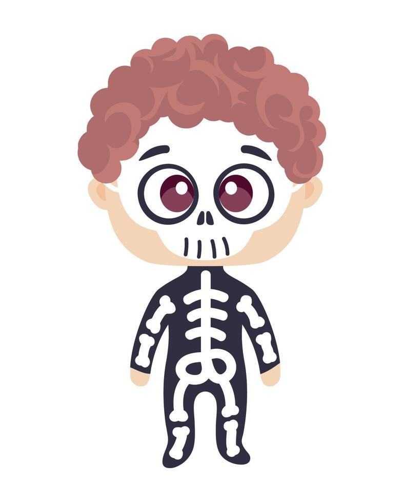 niño esqueleto halloween vector