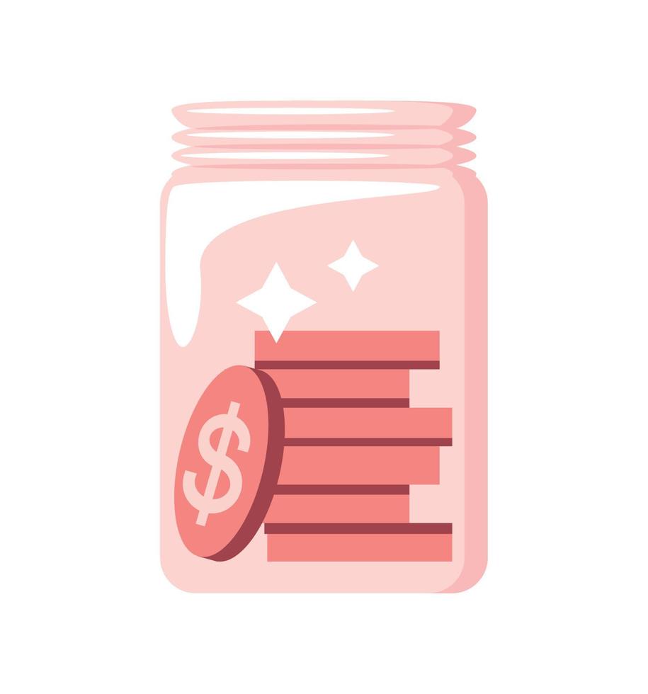 money income, jar with coins vector