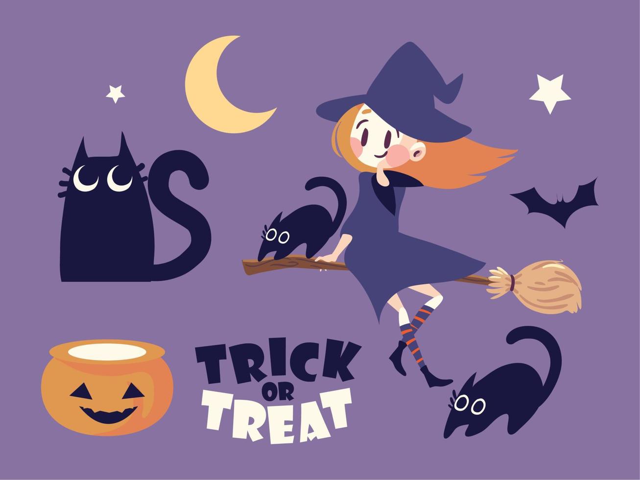 halloween witch, icon set vector