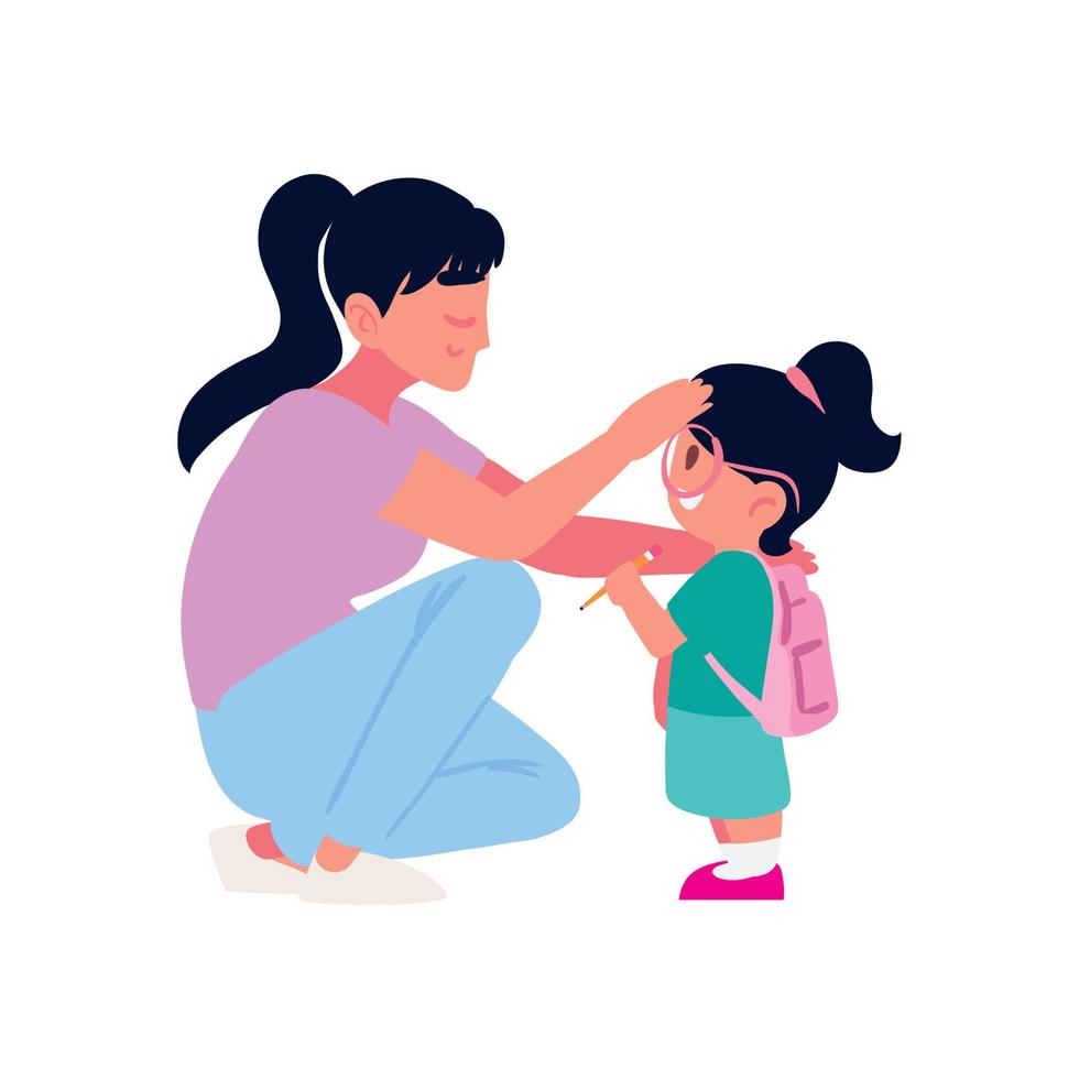 mother and little girl vector