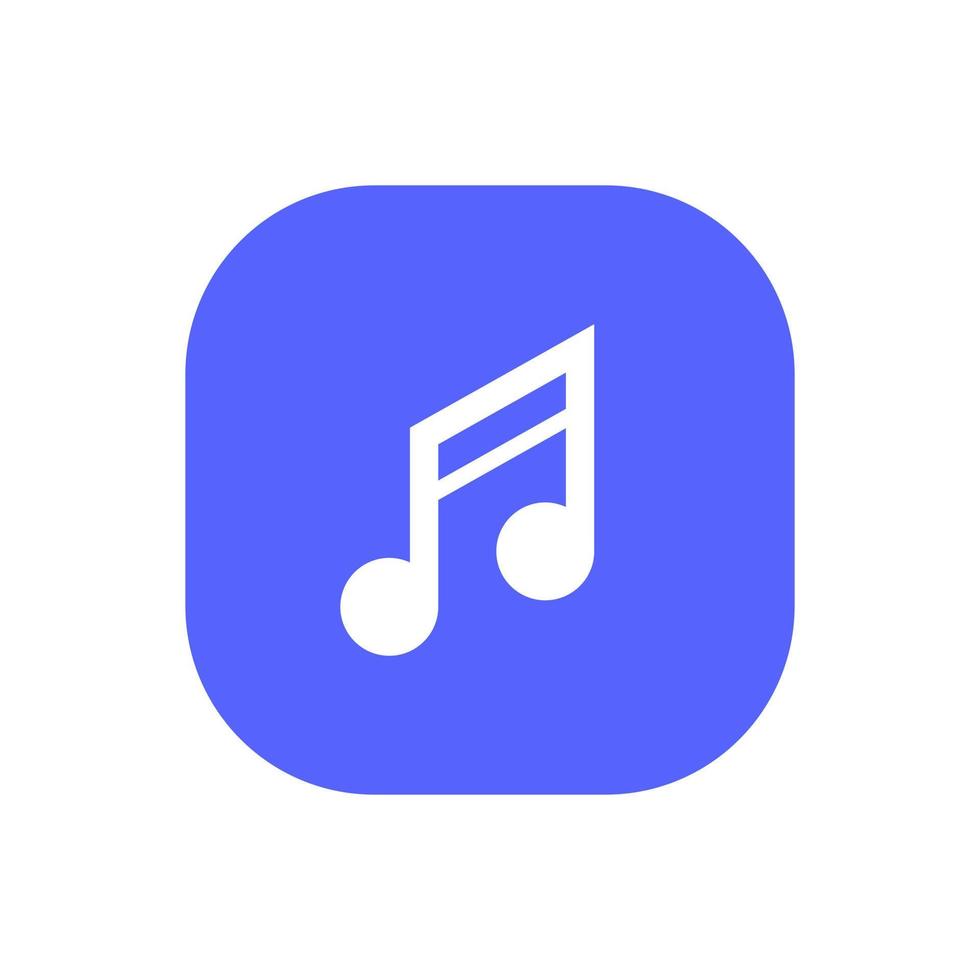 Music player app, musical note icon vector isolated on square background