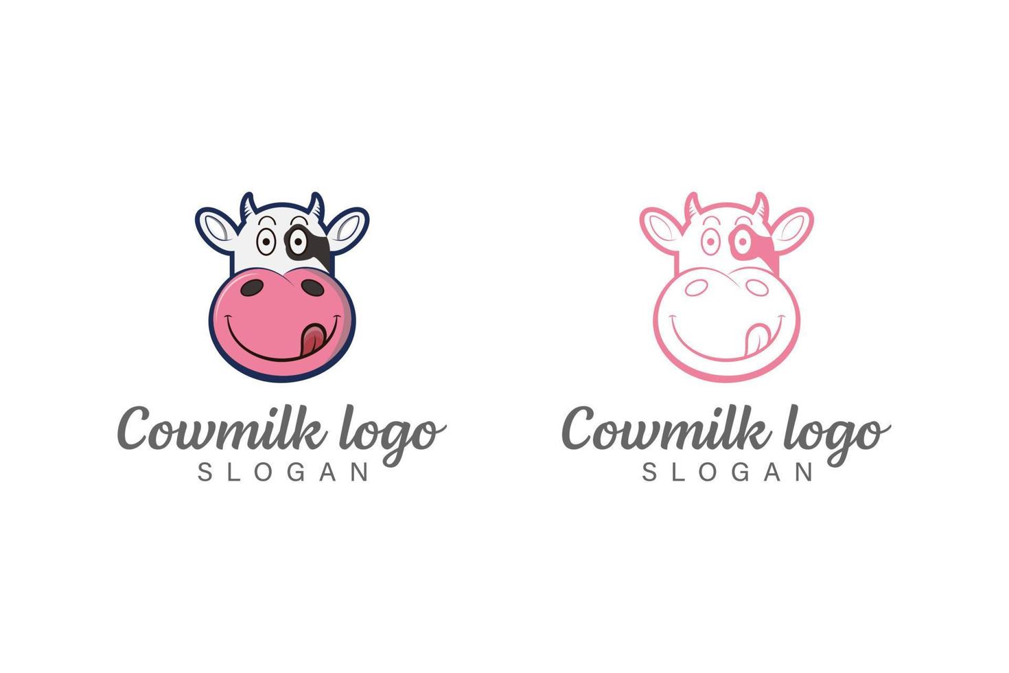 Head cow milk logo design vector collection