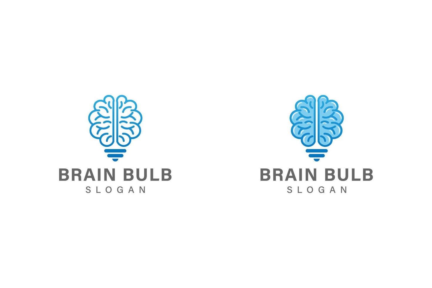 diseño del logotipo de la bombilla del cerebro vector