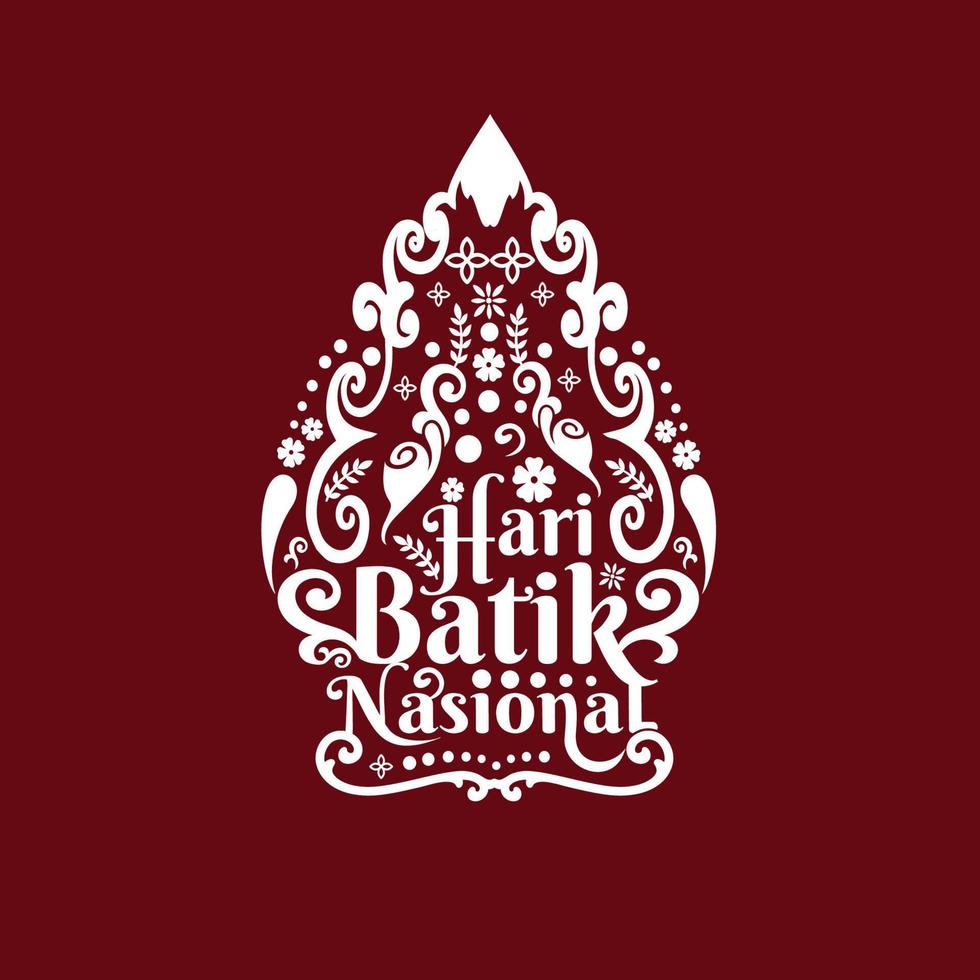 Typography art Hari batik nasional with javanese art vector