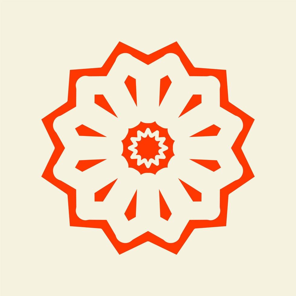 mandala de color naranja oscuro con un fondo pastel, diseño de ilustraciones vectoriales vector