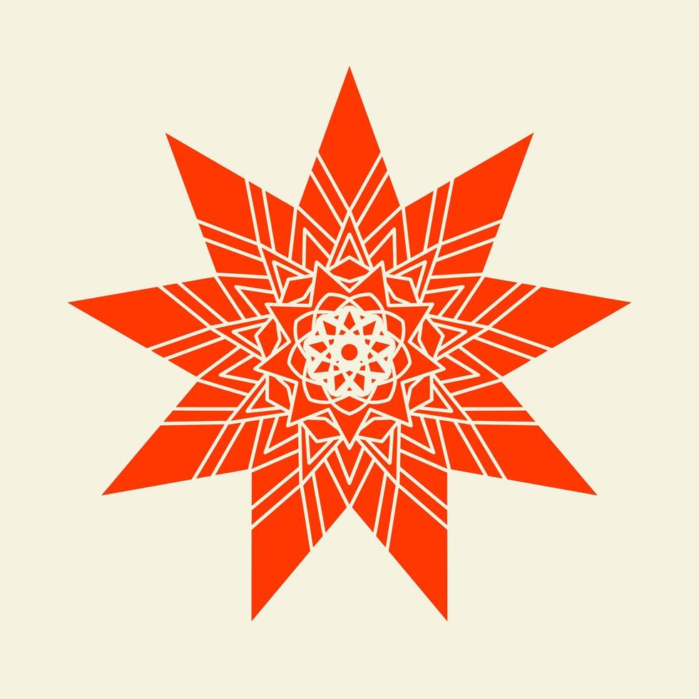 mandala of color dark orange with a pastel background vector illustration design
