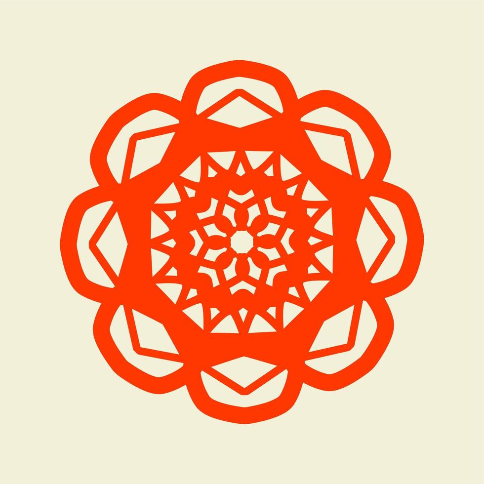mandala of color dark orange with a pastel background vector illustration design