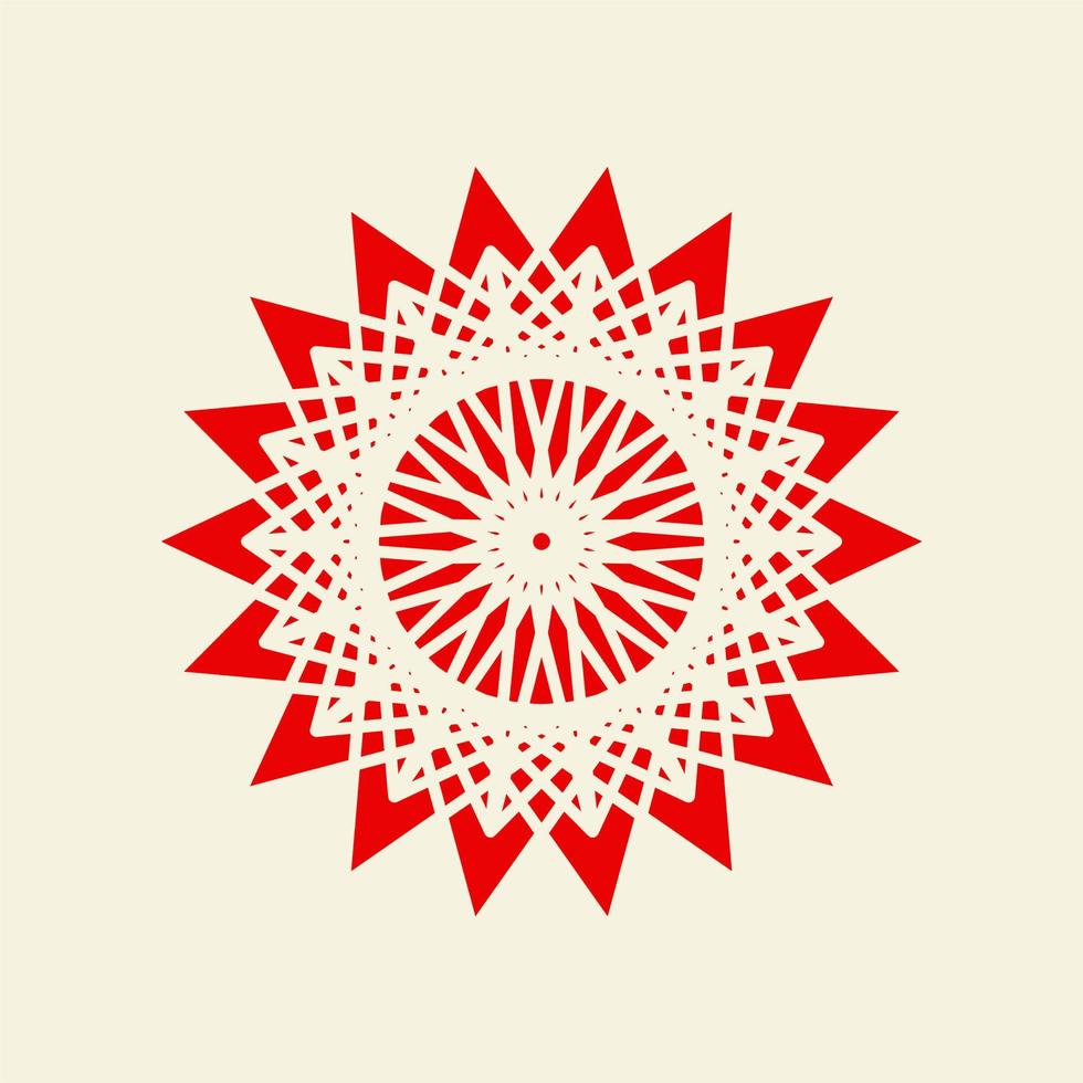 mandala of color dark orange with a pastel background vector illustration design