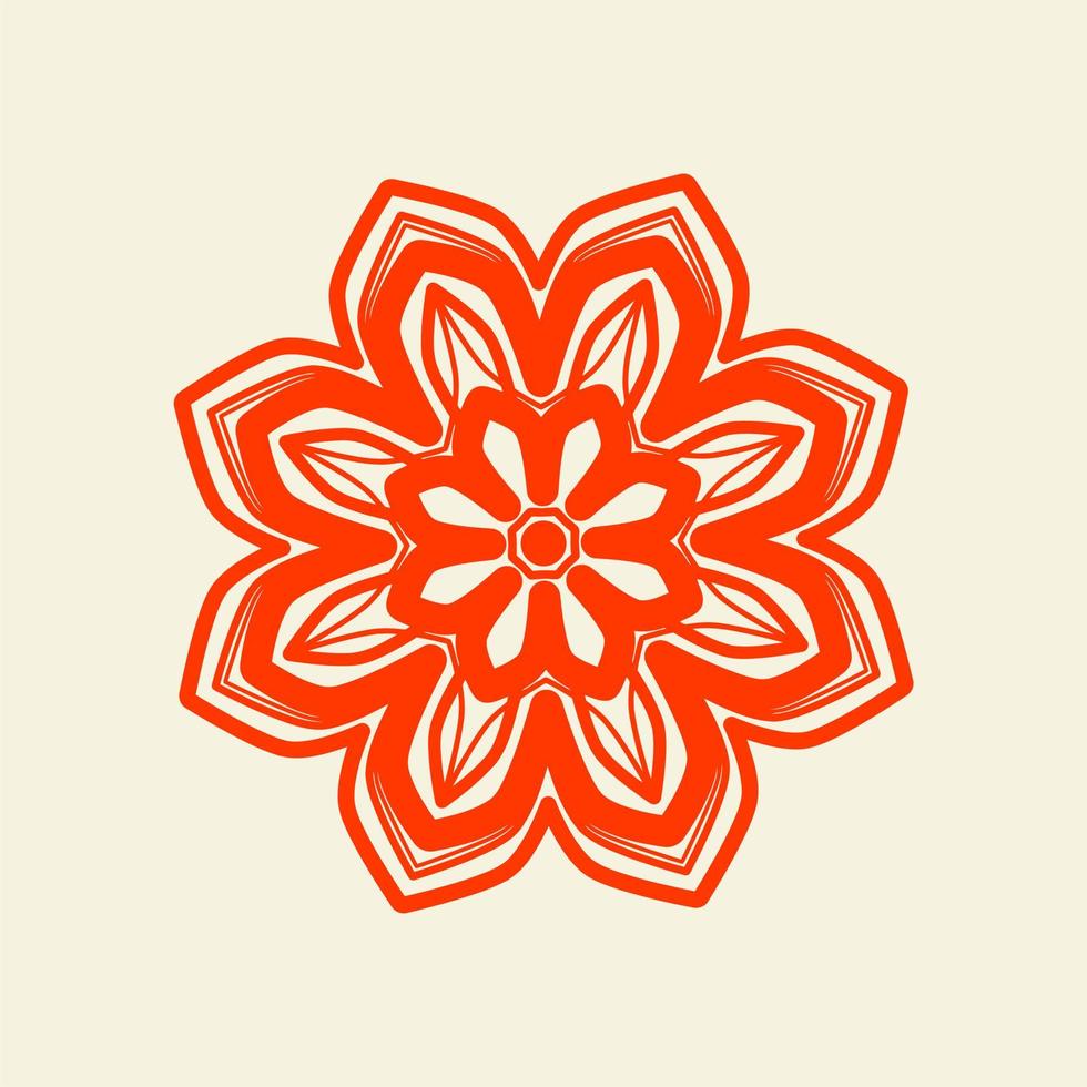 mandala of color dark orange with a pastel background vector illustration design