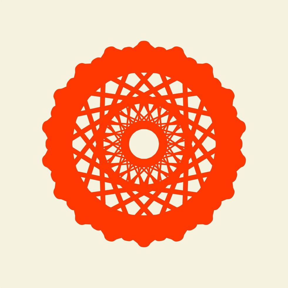 mandala of color dark orange with a pastel background vector illustration design