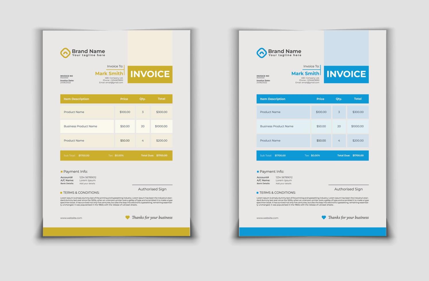 Creative Invoice Vector Template Design