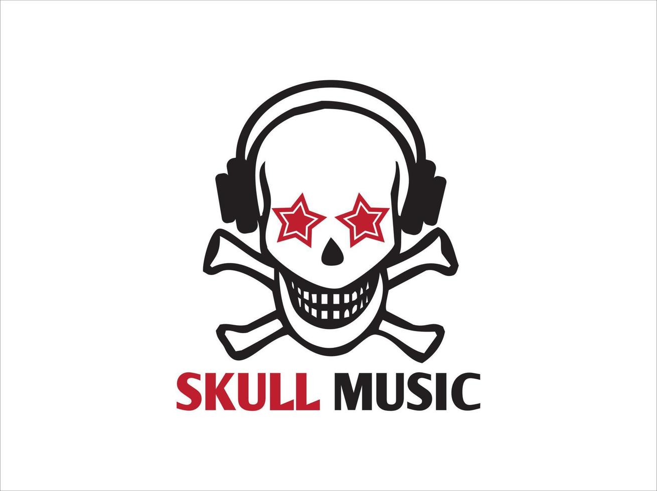 logotipo de la música del cráneo vector