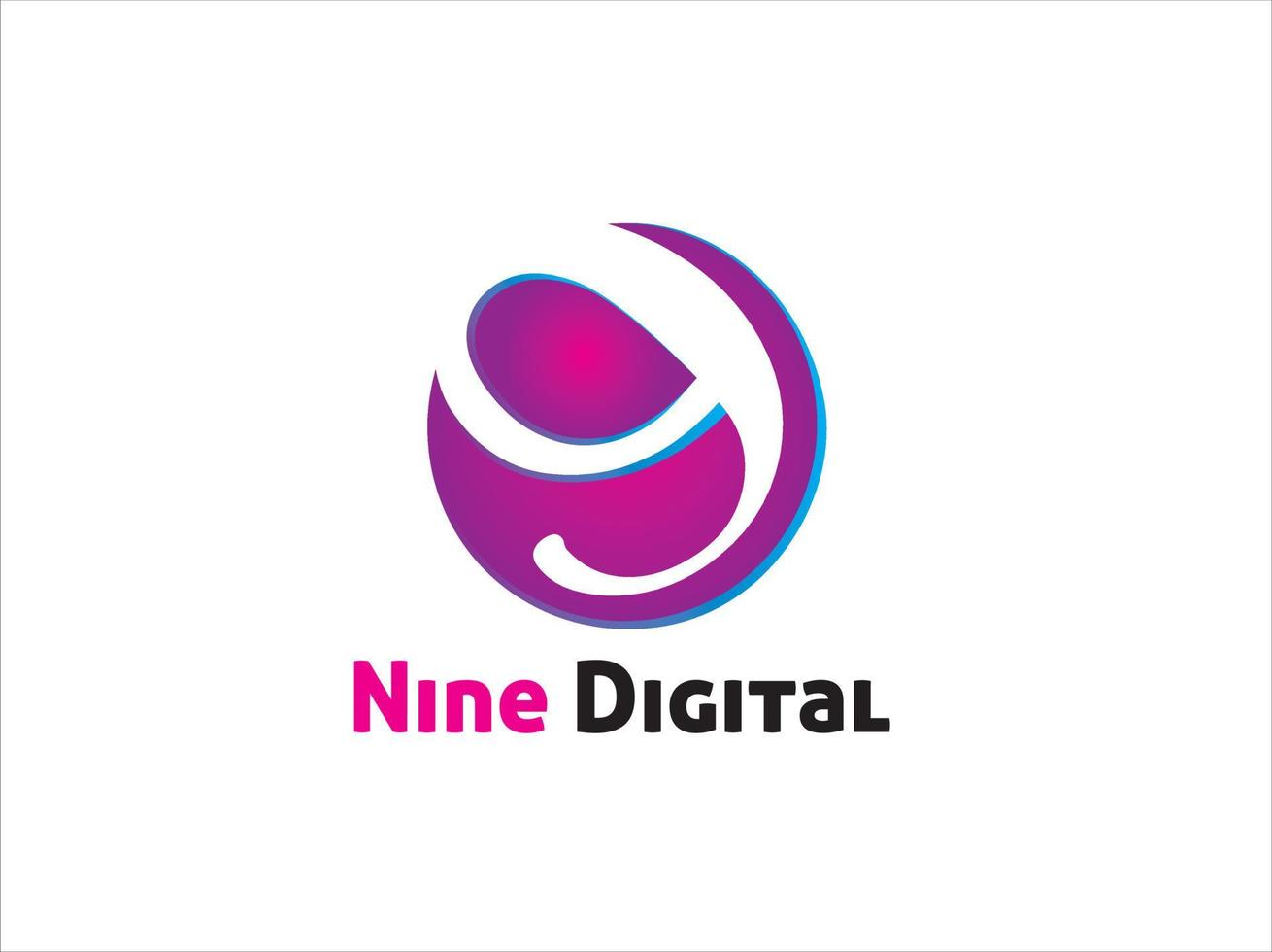 logotipo de nueve números digitales vector