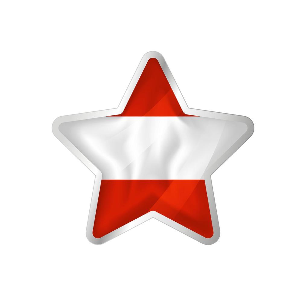 Austria flag in star. Button star and flag template. Easy editing and vector in groups. National flag vector illustration on white background.