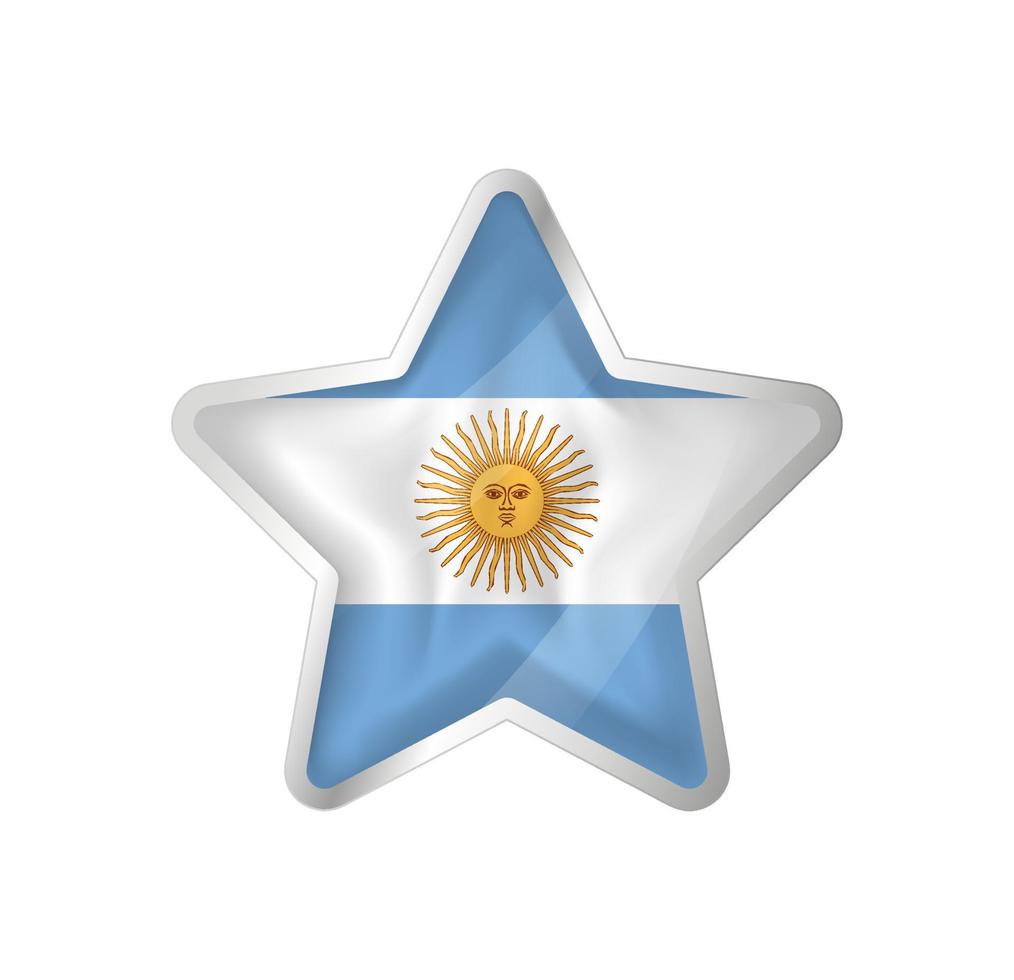 Argentina flag in star. Button star and flag template. Easy editing and vector in groups. National flag vector illustration on white background.