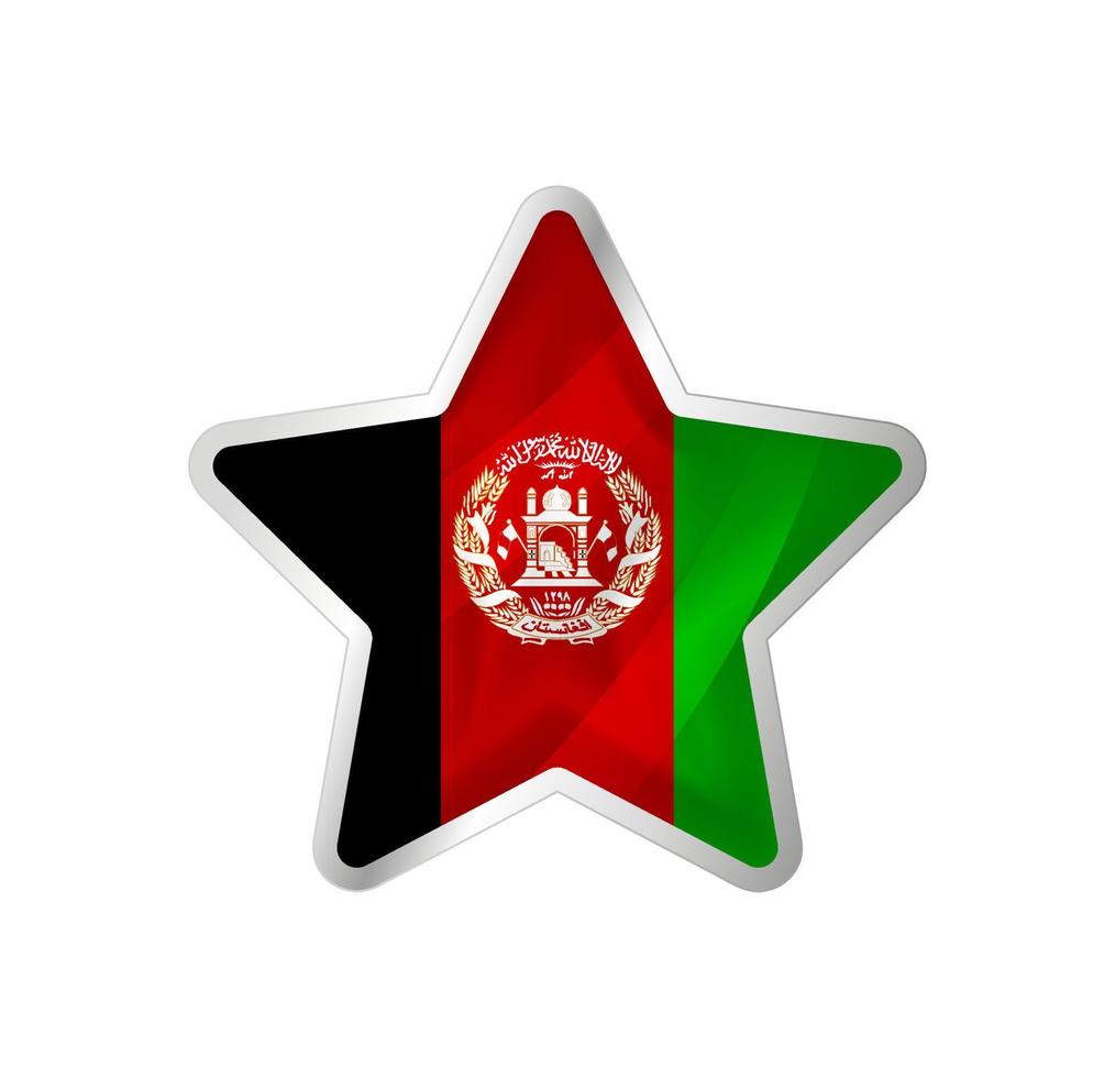 bandera de afganistán en estrella. estrella de botón y plantilla de bandera. fácil edición y vector en grupos. Ilustración de vector de bandera nacional sobre fondo blanco.