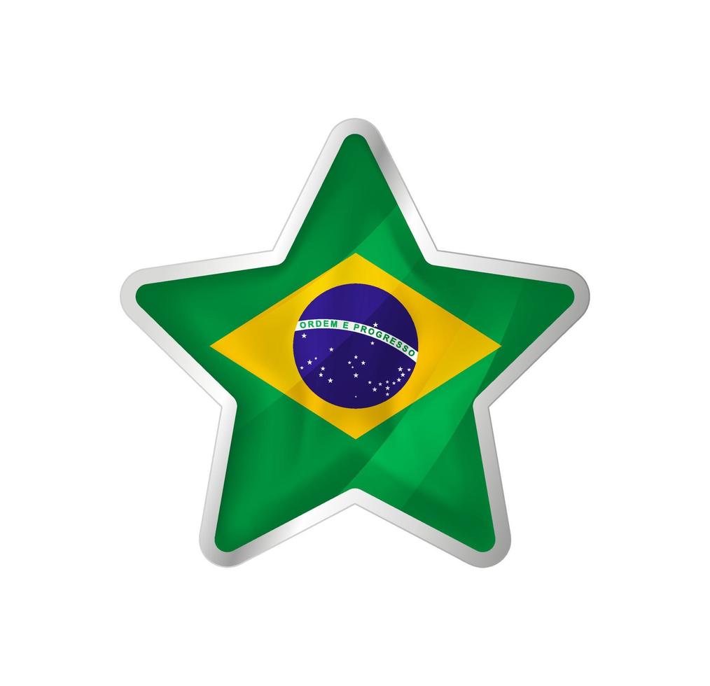 bandera de brasil en estrella. estrella de botón y plantilla de bandera. fácil edición y vector en grupos. Ilustración de vector de bandera nacional sobre fondo blanco.