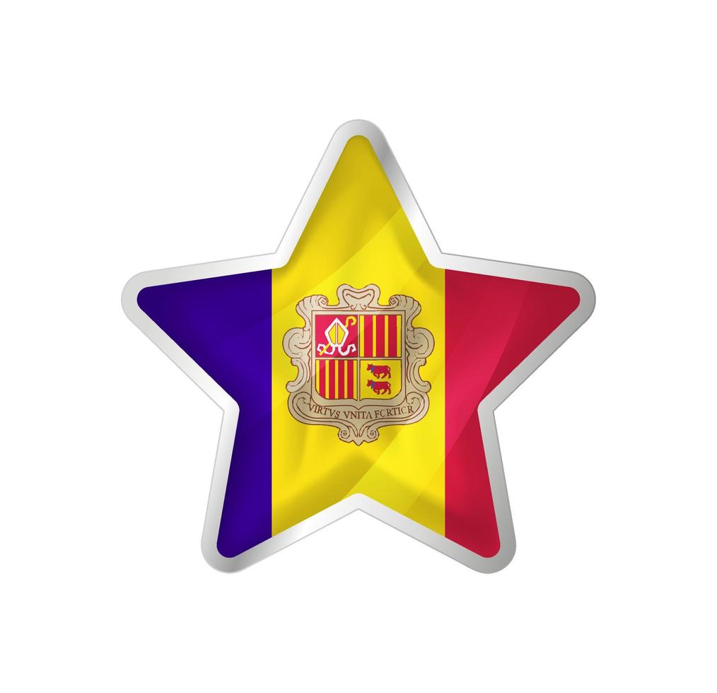 bandera de andorra en estrella. estrella de botón y plantilla de bandera. fácil edición y vector en grupos. Ilustración de vector de bandera nacional sobre fondo blanco.