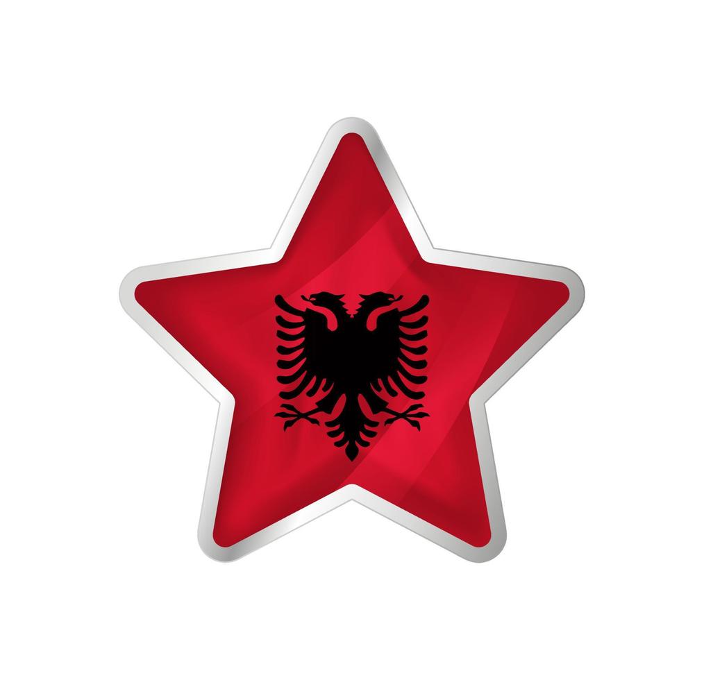 bandera de albania en estrella. estrella de botón y plantilla de bandera. fácil edición y vector en grupos. Ilustración de vector de bandera nacional sobre fondo blanco.