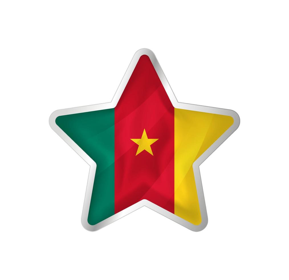 Cameroon flag in star. Button star and flag template. Easy editing and vector in groups. National flag vector illustration on white background.