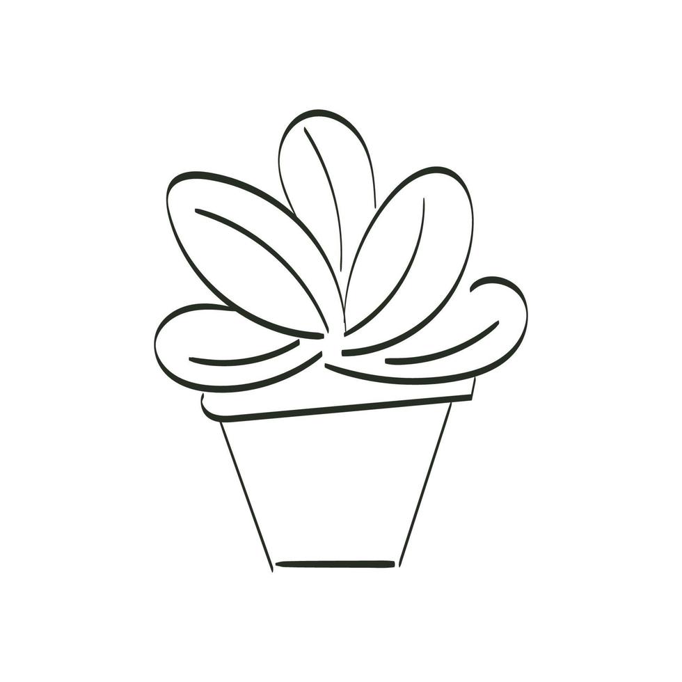 Hand Drawn Pot with Flower vector