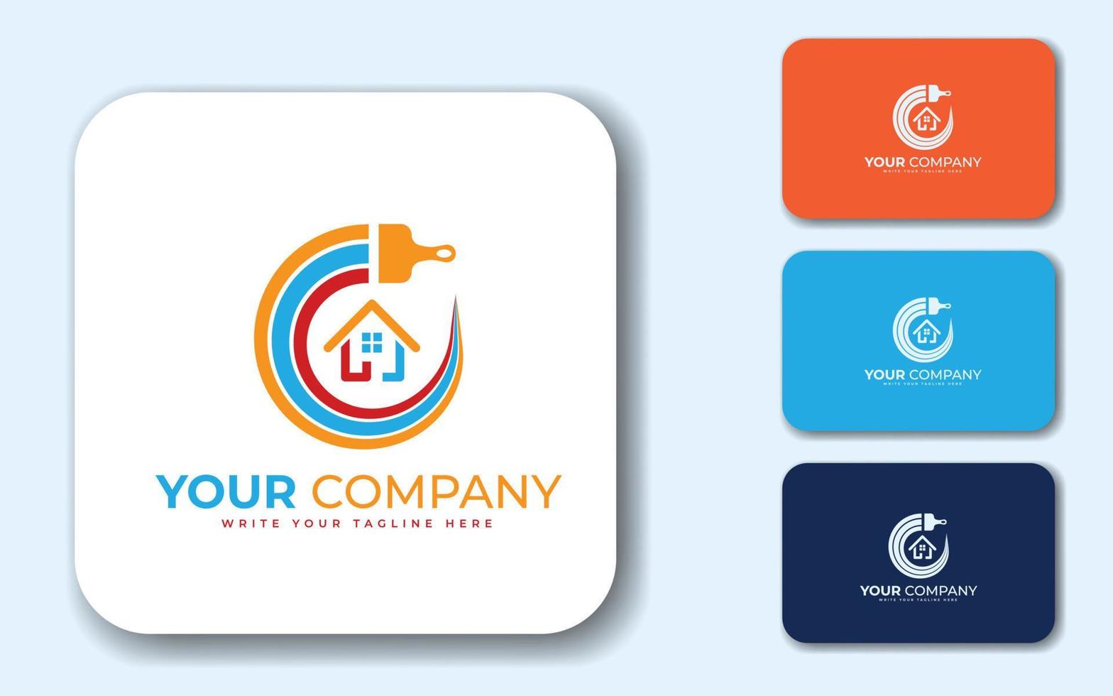 Paint House Service. Home Painting Vector Logo Design. Vector Logo, Label, Emblem Design. Concept For Home Decoration, Building, House Construction