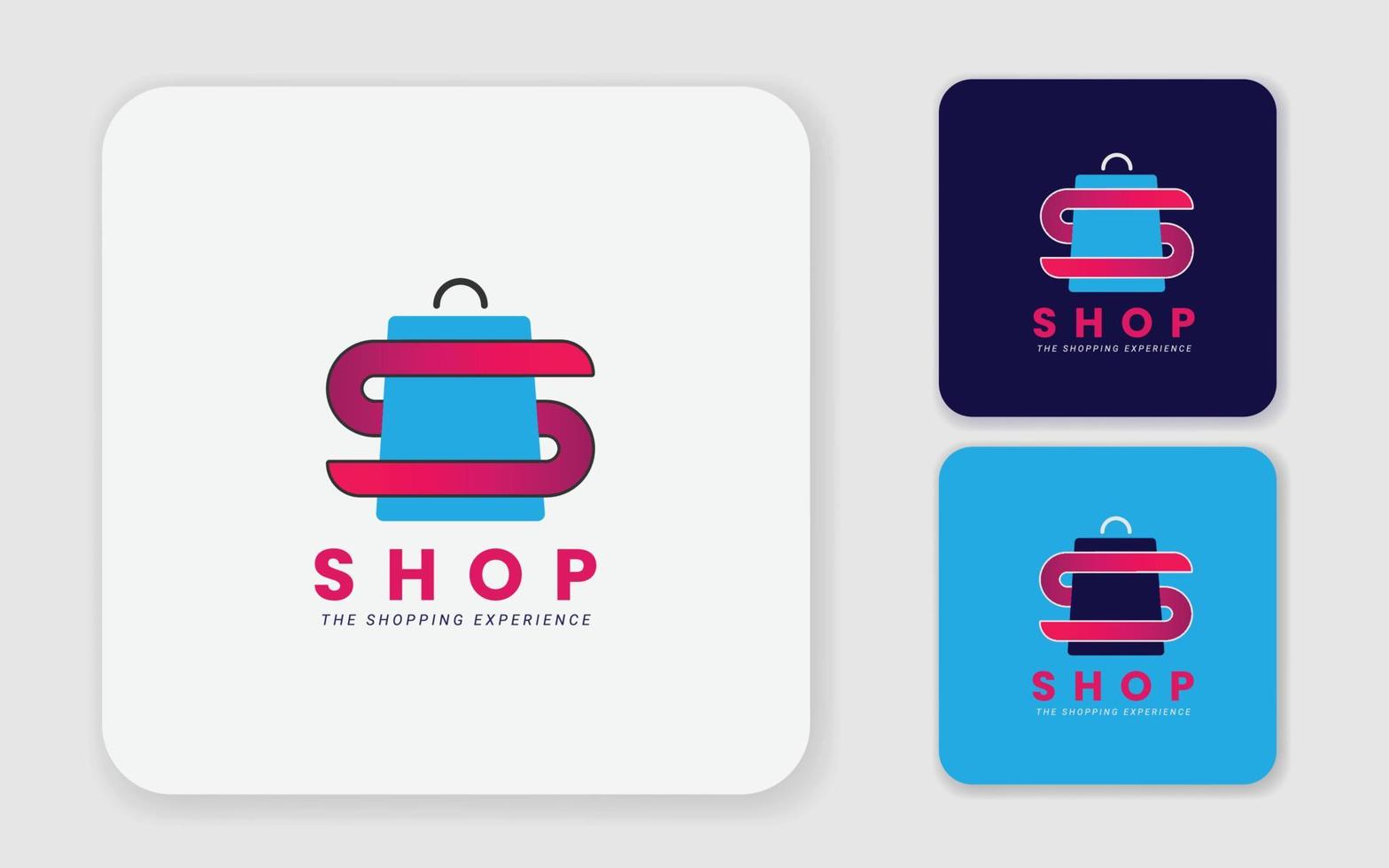 concepto de plantilla de diseño de logotipo comercial para bolsa de compras y almacén. diseño de logotipo de compras de supermercado vector