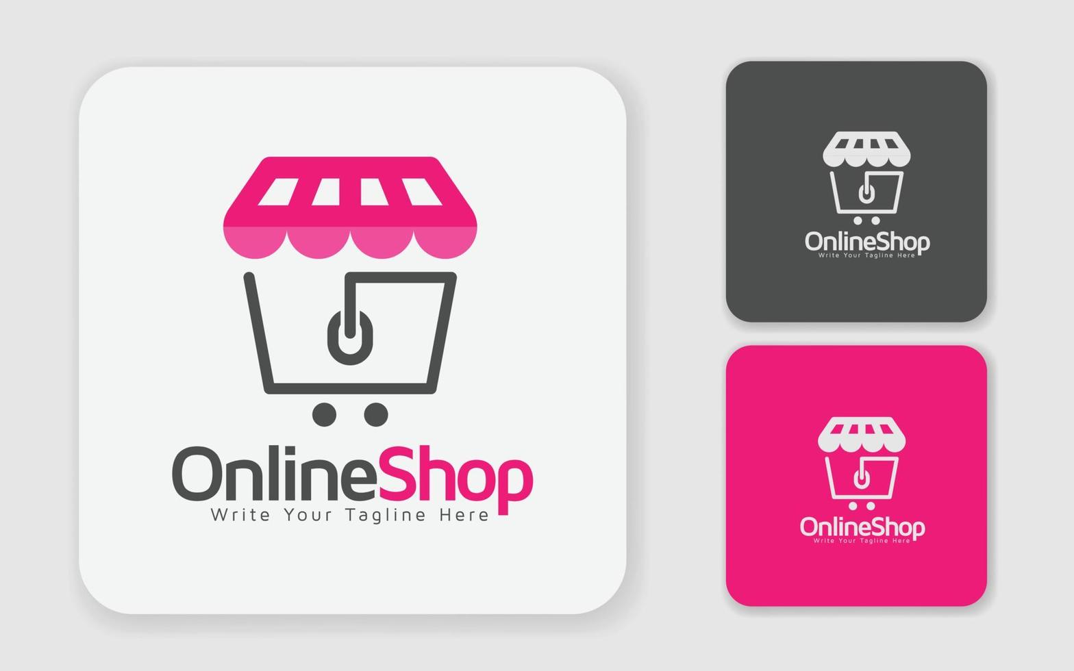 Online Shop Logo Design. Illustration Vector Graphic Of Shopping Cart And Shop Bag Combination Logo Design Concept. Perfect For Ecommerce, Sale, Discount Or Store Web Element. Ecommerce Platform Logo.