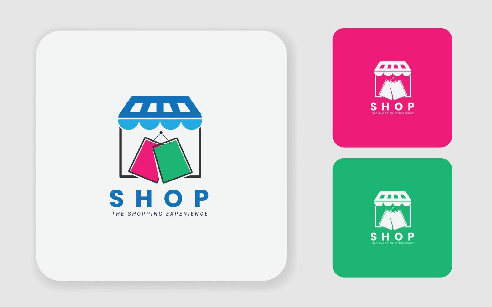 Online shopping logo design. digital shopping logo template with hand cursor and bag vector