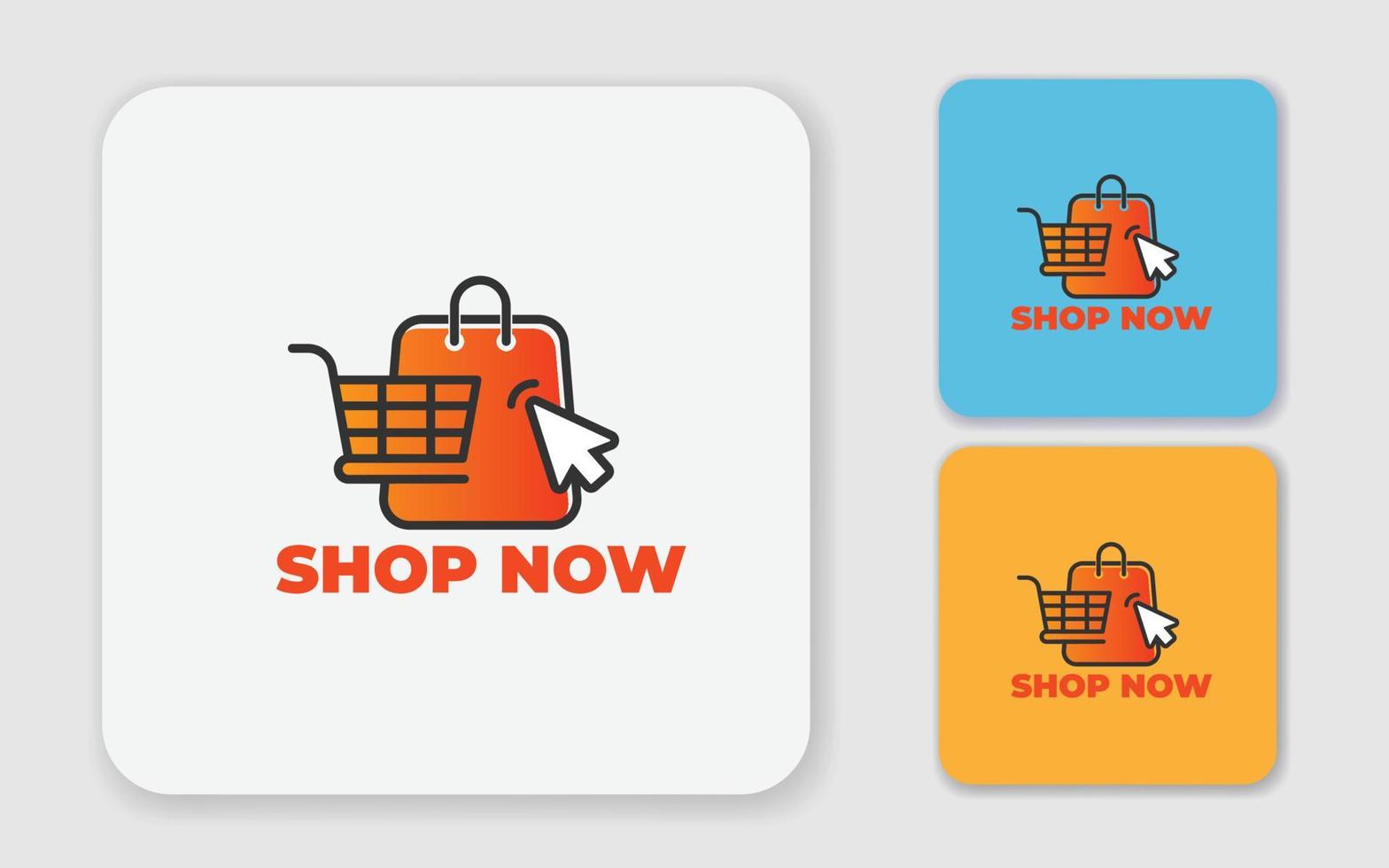 diseño de logotipo de compras en línea. plantilla de logotipo de compras digitales con cursor de mano y bolsa vector