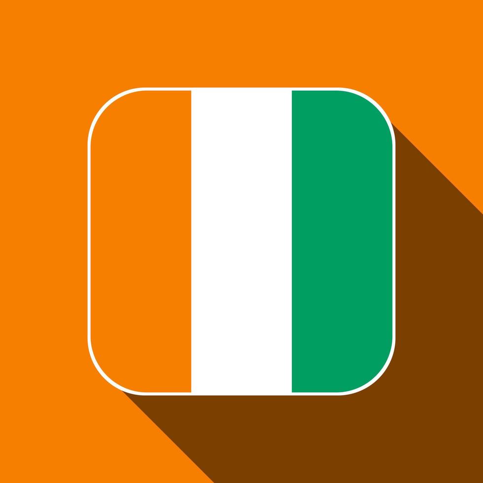 Ivory coast flag, official colors. Vector illustration.