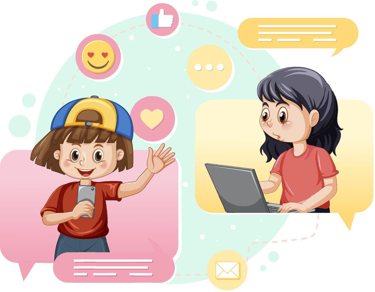 A girl browsing social media vector