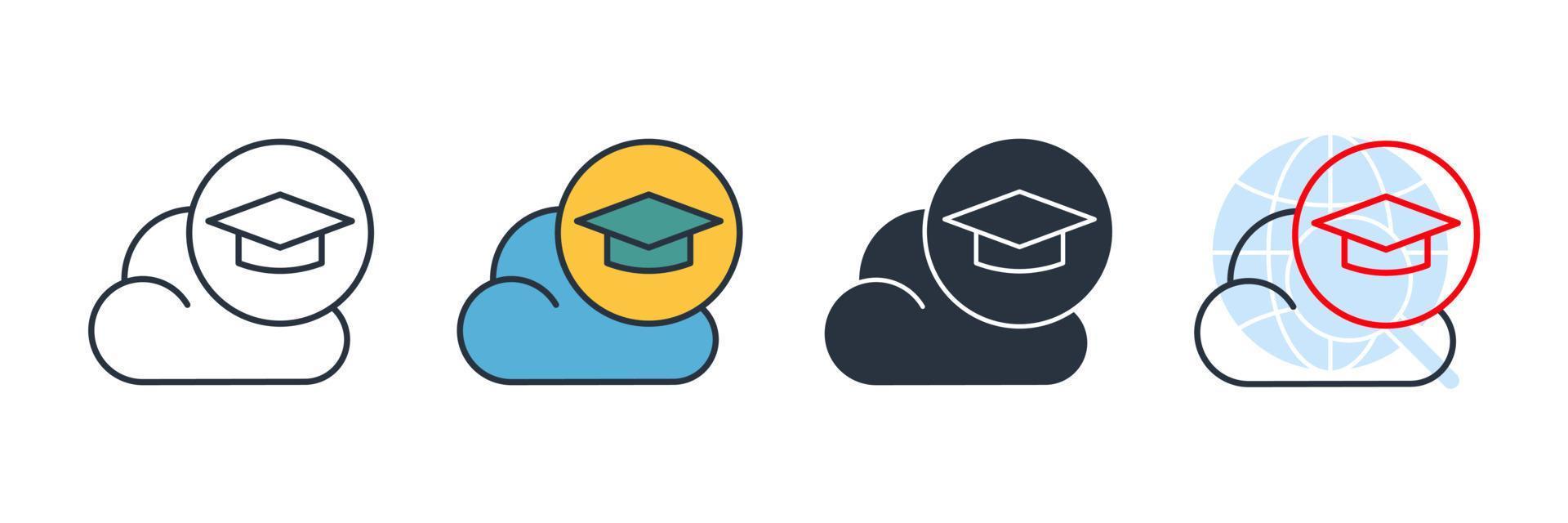 Education cloud icon logo vector illustration. Graduation hat with cloud symbol template for graphic and web design collection