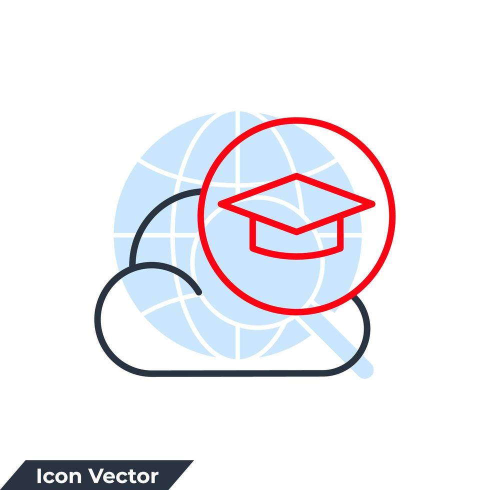 Education cloud icon logo vector illustration. Graduation hat with cloud symbol template for graphic and web design collection