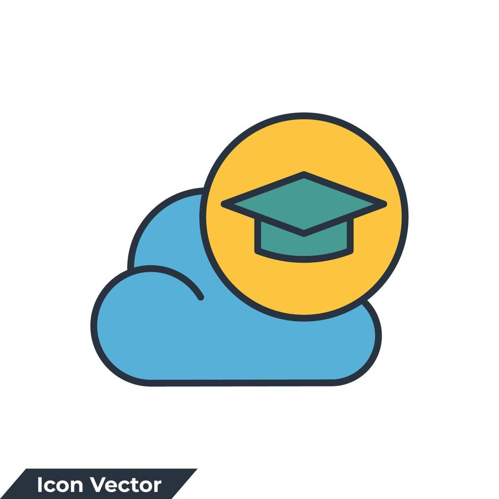 educación nube icono logo vector ilustración. sombrero de graduación con plantilla de símbolo de nube para la colección de diseño gráfico y web