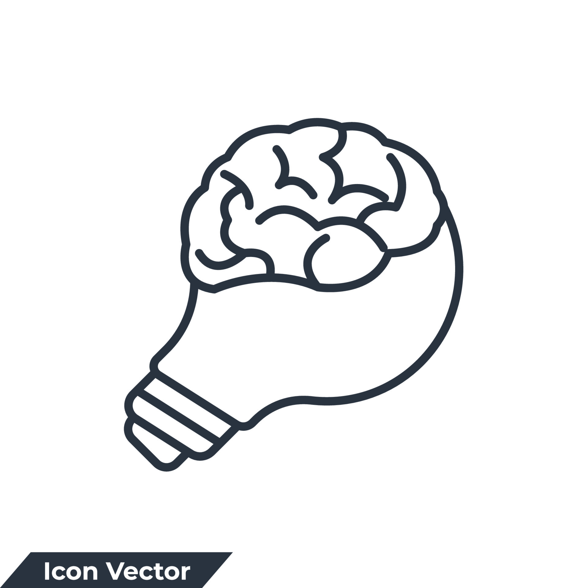 knowledge icon logo vector illustration. light bulb and brain symbol ...