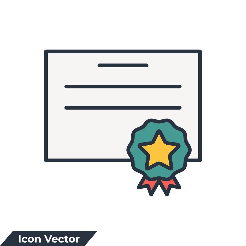 Ilustración de vector de logotipo de icono de certificado. logro, plantilla de símbolo de premio para la colección de diseño gráfico y web